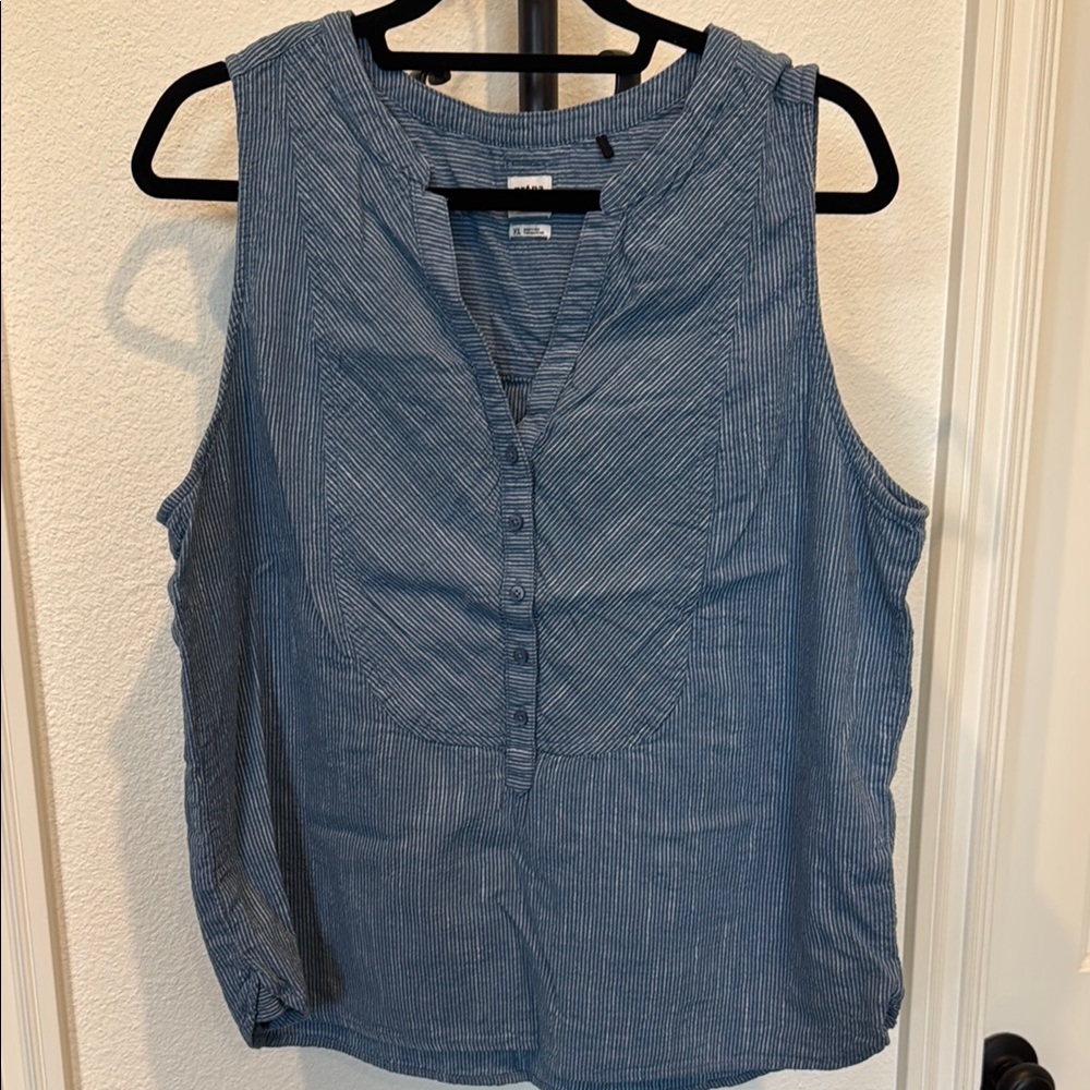 Old Navy Blue Button Down Shirt with Mandarin Collar
